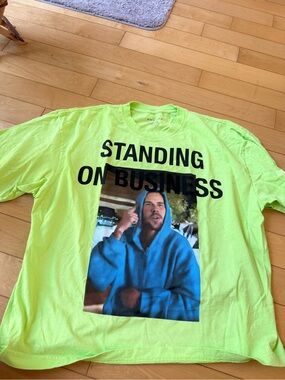 Skylrk official Justin Bieber Standing On Business Neon Yellow Graphic Tee
